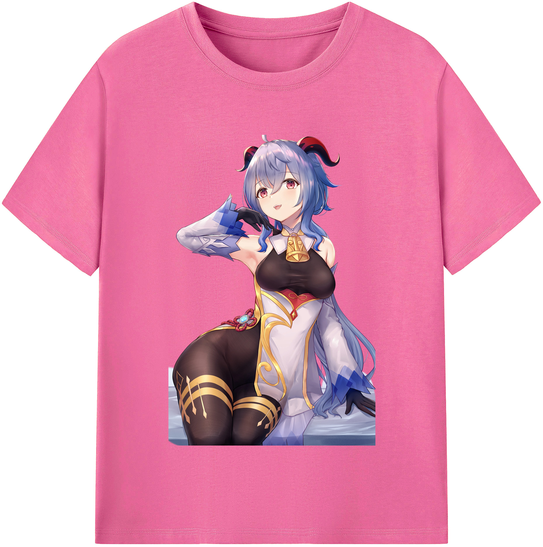 げんし神 甘雨 かんう genshin Ganyu レディースカジュアルプリントTシャツ（綿100％）